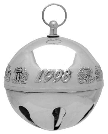 Sleigh Bell-Sterling Ornament 1998 Lanterns And Holly - Boxed