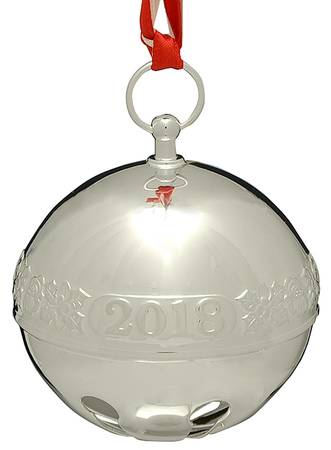 Sleigh Bell-Sterling Ornament 2018 Holly & Santas - Boxed