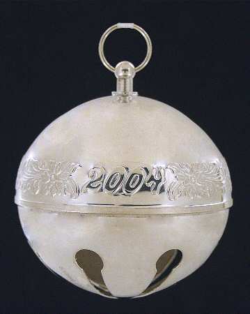 Sleigh Bell-Sterling Ornament 2004 Poinsettias - Boxed