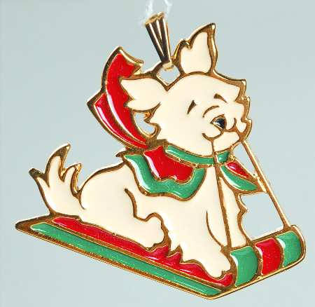 Christmas Cookie Puppy On Taboggon - Boxed