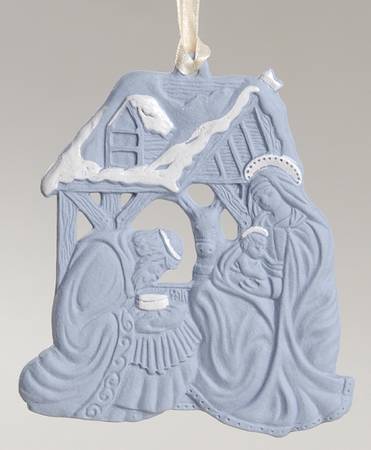 Nativity-Jasperware Manger-Blue - Boxed
