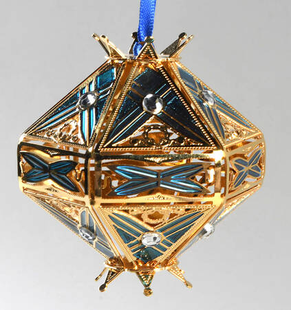 Brass and Enamel Ornaments Golden Diamond Cut Top - Boxed