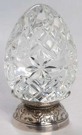 Annual Egg (Sterling or Silverplate Base) 1991-Crystal Egg With Base - Boxed