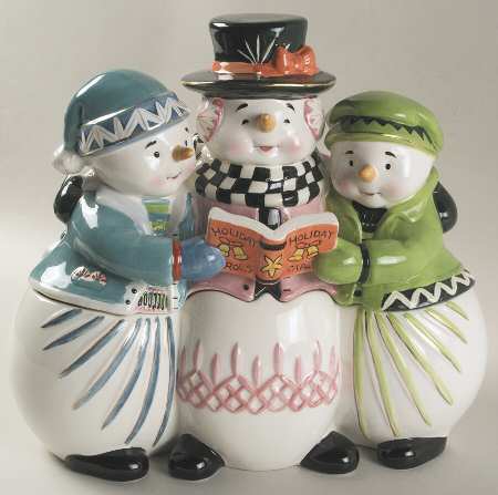 Holiday Heirloom Cookie Jars Snowy Village Trio-Musical - Boxed