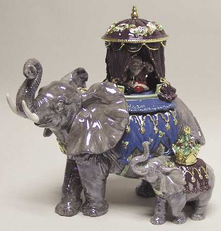 Holiday Heirloom Cookie Jars Maharaja Elephants Cookie Jar - Boxed