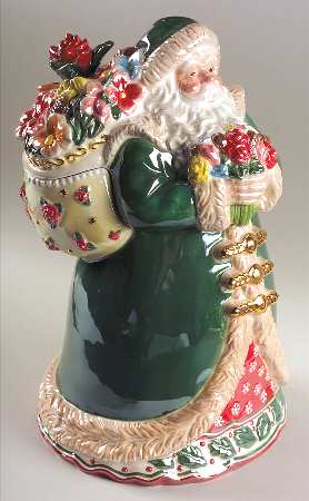 Holiday Heirloom Cookie Jars Poinsettia Santa-Musical - Boxed