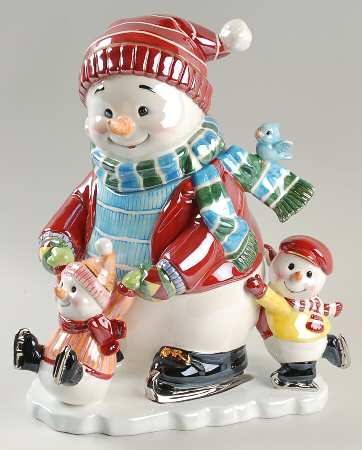 Holiday Heirloom Cookie Jars Snowy Village Holidays On Ice-Musical - Boxed