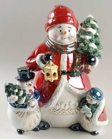 Holiday Heirloom Cookie Jars Snowman Family Outing - Boxed