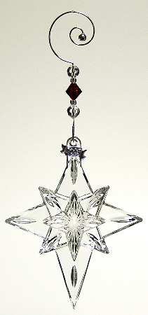 Crystal Star Ornament Snow Star With Red Enhancer - Boxed