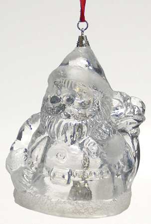 Wallace Christmas Ornament Crystal Santa Bell - Boxed