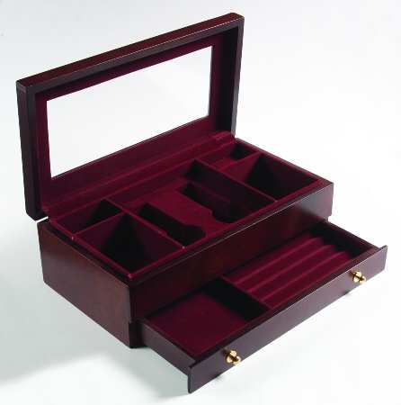 Wallace Silver Giftware Mens Glass Top Valet-Wooden - Boxed