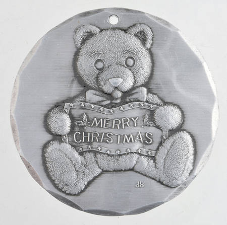Annual Aluminum Ornament Teddy Bear - Boxed