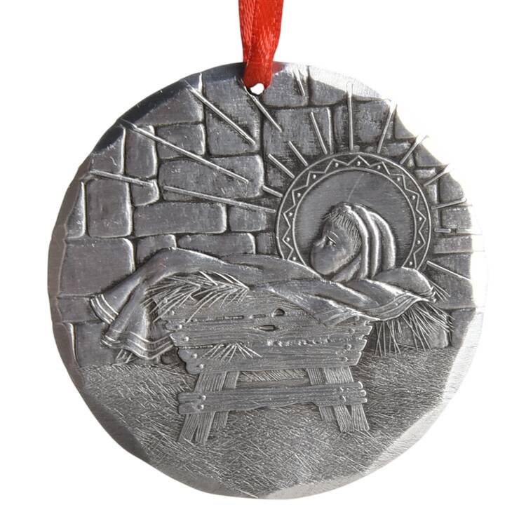 Annual Aluminum Ornament Away In A Manger - Boxed