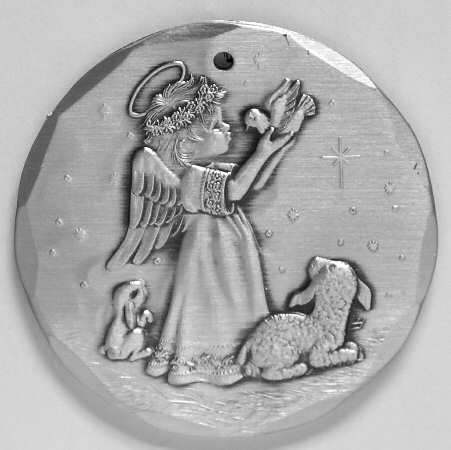 Annual Aluminum Ornament Angel With Dove - Boxed