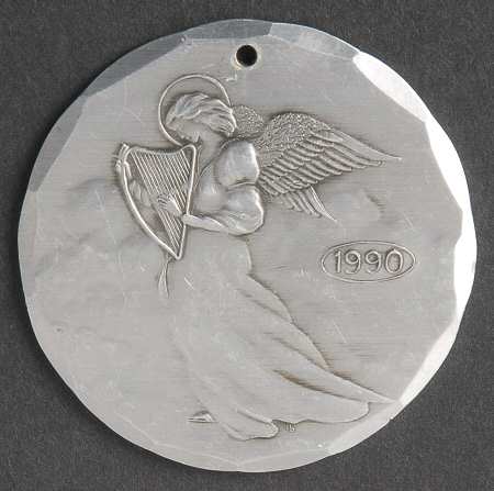 Annual Aluminum Ornament Angel With Harp - No Box