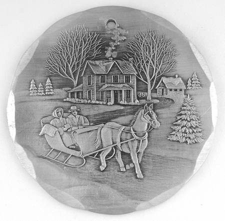 Annual Aluminum Ornament One Horse Open Sleigh - With Box