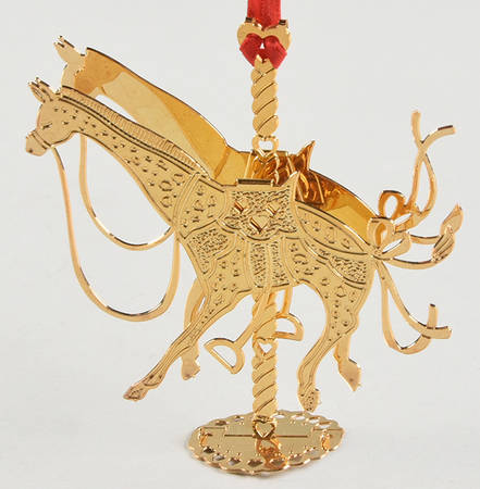 Etched Goldplated Ornaments Carousel Giraffe - With Box