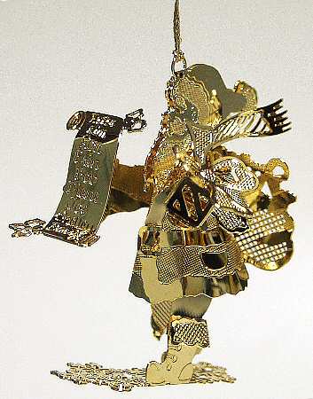 Etched Goldplated Ornaments Santa With List - Boxed