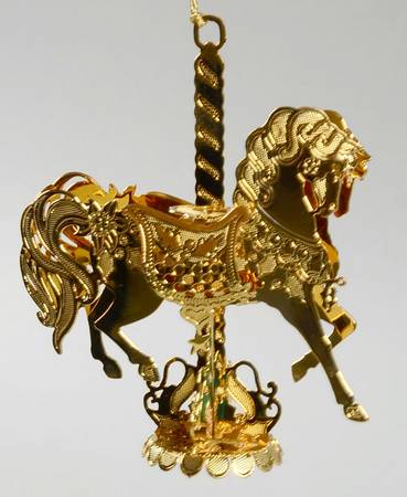 Etched Goldplated Ornaments Carousel Horse - Boxed