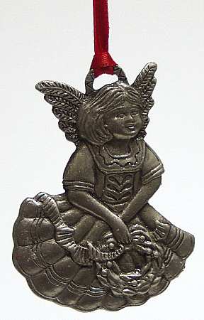 Wallace Pewter Christmas Ornament Baby Angel - Boxed
