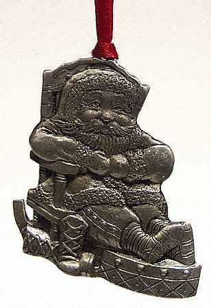 Wallace Pewter Christmas Ornament Santa In Rocking Chair - Boxed