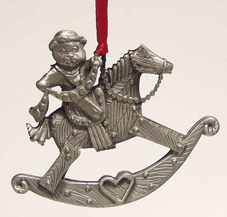 Wallace Pewter Christmas Ornament Rocking Horse - Boxed