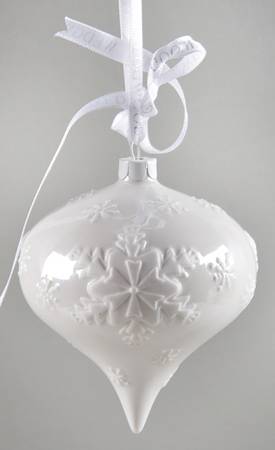 Jasperware Ball Ornaments Snowflake-White, Design B - Boxed