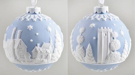 Jasperware Ball Ornaments English Countryside-Blue - Boxed