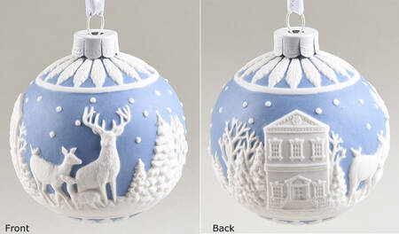 Jasperware Ball Ornaments Christmas Deer  - Boxed