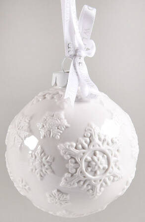 Jasperware Ball Ornaments White Snowflake Ball - Boxed