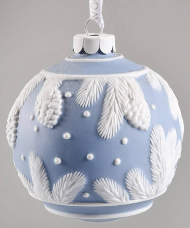 Jasperware Ball Ornaments Pine Cone-Blue (Plain Top&Btm) - Boxed