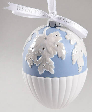 Jasperware Ball Ornaments Blue Leaf - With Box