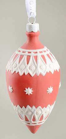 Jasperware Ball Ornaments Neoclassical Teardrop Red - Boxed