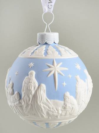 Jasperware Ball Ornaments Nativity - Blue - Boxed