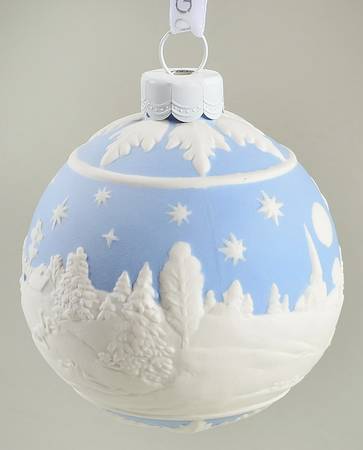 Jasperware Ball Ornaments Building A Snowman - Blue - Boxed