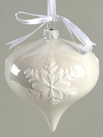 Jasperware Ball Ornaments Snowflake-White, Design A - Boxed