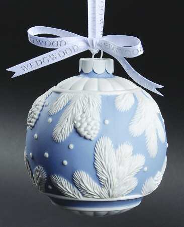Jasperware Ball Ornaments Pine Cone-Blue - Boxed