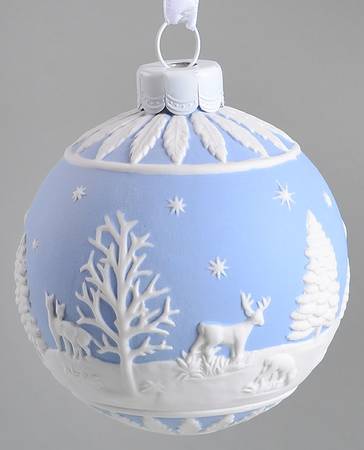 Jasperware Ball Ornaments Winter Country Blue - Boxed