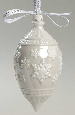 Jasperware Ball Ornaments Snowflake-White Luster - Boxed