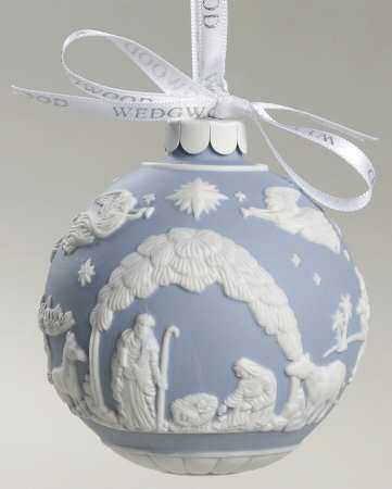 Jasperware Ball Ornaments Nativity Scene-Blue - Boxed