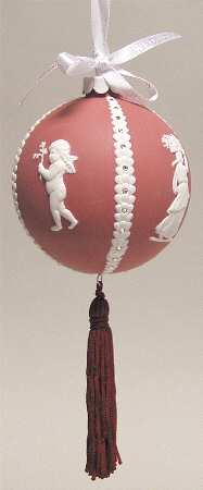 Jasperware Ball Ornaments Cameo-Relief Red - Boxed
