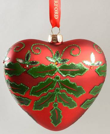 Holiday Heirloom Red, Green, Gold Holly Jolly Heart - Boxed
