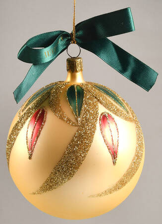 Red, Green on Champagne, White, Gold Lucerne Gold Ball - Boxed