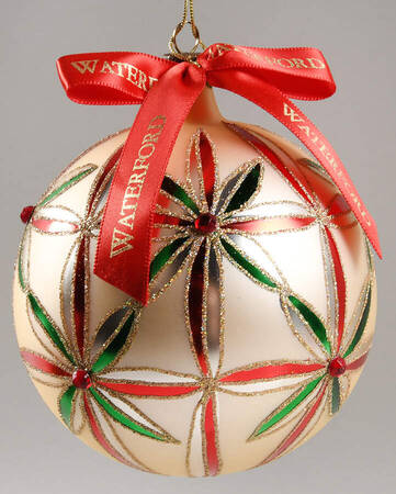 Red, Green on Champagne, White, Gold Renaissance Starburst Ball - Boxed
