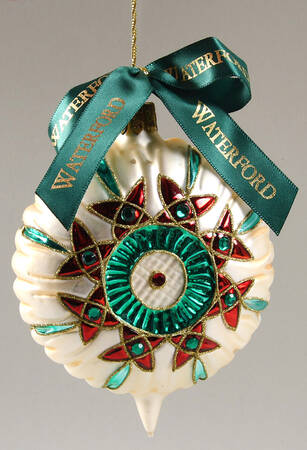 Red, Green on Champagne, White, Gold Kaleidescope Medallion - No Box