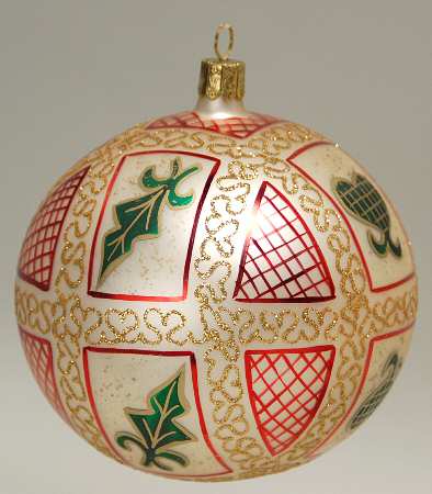 Red, Green on Champagne, White, Gold Byzantine Ball - Boxed
