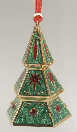 Brass and Enamel Ornaments Renaissance Emerald Tree - Boxed