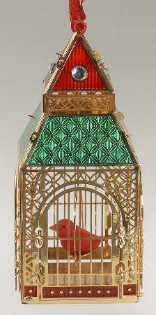 Brass and Enamel Ornaments Renaissance Killeen Songbird Cage - Boxed