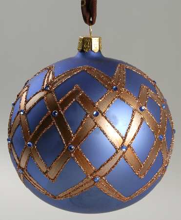 Edwardian Copper and Copen Blue Edwardian Crosshaven Jeweled Ball - Boxed