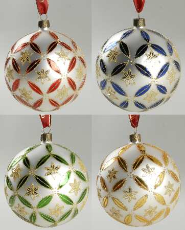 Red, Green on Champagne, White, Gold Epiphany Adornments(Set Of 4) - Boxed
